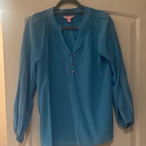 Lilly Pulitzer Blue Blouse with Button Detail Small